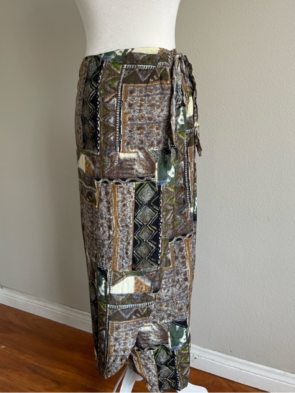 Women’s Olive & Brown Wrap Skirt Size S